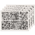 SUPERDANT 4PCS Flowers Underglaze Paper Transfer Floral Blocks Transfer Papers for Clay Ceramic Porcelain Under Glaze Transfers for Pottery Enamel Decals Black Underglaze Decal Handcrafted Gifts - style: Flowers Blocks
