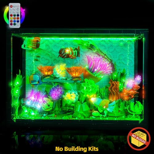 BrickBling LED Light Compatible with Lego Tropical Aquarium 10366, Decoration Lamp Compatible with Lego Tropical Fish Tank- Excluding Model (Colorful Version Light) - style: Colorful Version Light