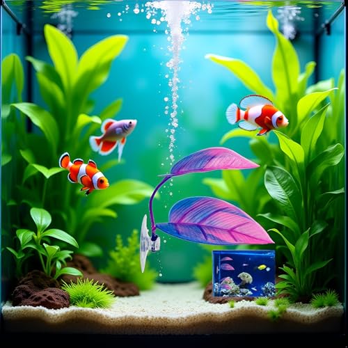 Purple Betta Hammock - Betta Leaves | Simulated Aquarium Decorations Betta Bed | Fish Leaves| Tank Decor, for Flounder, Clownfish, Guppy| Vivid Suction Cup Mounted Betta Fish Aquarium Plants