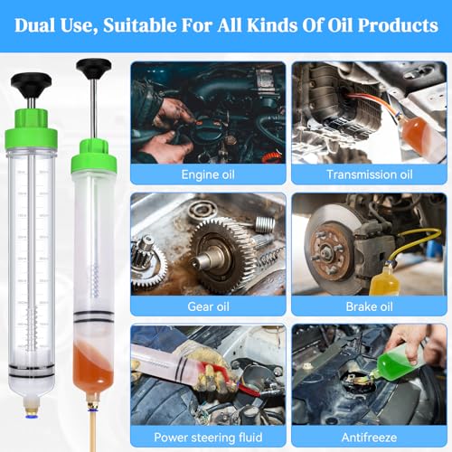 Gisafai 500cc Fluid Extractor Automotive Pump Manual Oil Extractor Pump Syringe for Gasoline Hand Cleaner for Power Steering, Hydraulic Fluid(Green) - color: Green, size: 500cc