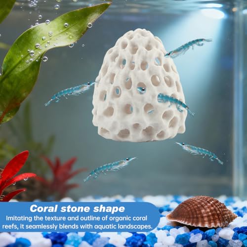 Shrimp Hides for Aquarium Bettas Fish Hideout with Strong Suction Cup - Nano Tank Ornament for Cherry Shrimp(Color:White)