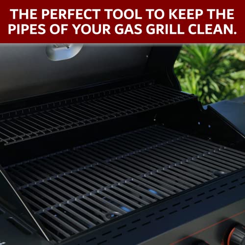 Gas Grill Tube Cleaner with Spring Stem - Premium Venturi Brush for Burner Maintenance - Cleans Grease, Debris - Prevents Blockage, Flare-Ups & Heat - Long, Bendable Design B76C by FryOilSaver Co.