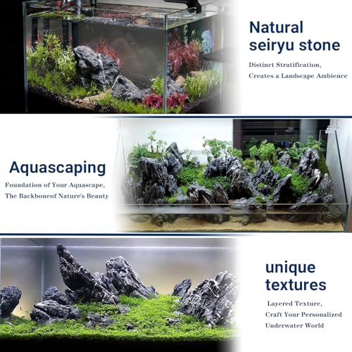 Dragon Stone Aquarium Rock Seiryu Stone for Aquariums, Fish Tanks, Bonsai, Terrariums, Wargaming Dioramas, Indoor or Outdoor Gardens-40lb(2-10 Inch) - size: 40Lb（2-10inch）