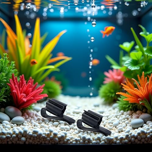 2Pcs Fish for Tank Mounting Clip Water Pipe Hose Holder Multifunction Adjustable Clamp for 0.31""-0.62"" Dia Tub Aquarium Tube Holder, Aquarium Air Pump Accessories Aquarium Pumps and Filters (Black)
