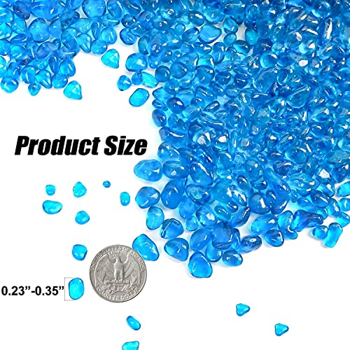 Keedolla Fish Tank Rocks Beads Aquarium 0.93LB, Clear Glass Pebbles Stones Gravel for Vases Fillers, Garden, Aquarium, Betta Fish Turtle Tank, Succulent Plants Decor - Sea Blue - color: Sea Blue, size: 0.93 Pound