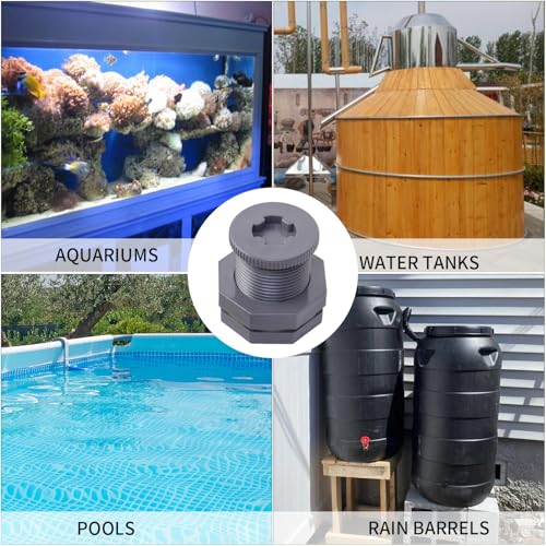 ChillWaves PVC Bulkhead Fitting 1" Double Thread Connector Adapter with Plugs for Water Tank, Aquariums, Rain barrels(4-PACK) - size: 1 Inch, style: Bulkhead Fitting + Plug