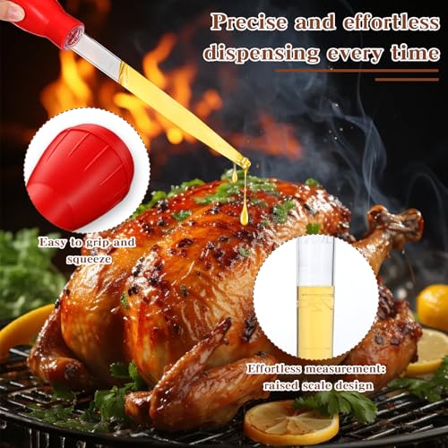 Baster for Cooking Turkey Baster Syringe with Cleaning Brush Baster for Cooking for Hot Liquids Meat and Food Injector Turkey Baster for Aquarium (Red)
