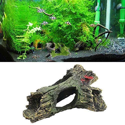 DoubleWood 2 PCS Decaying Trunk Betta Fish Driftwood Resin Crafts Ornament with Holes & Aquarium Caves Fish Tank Wood Decor - size: 2 Pcs