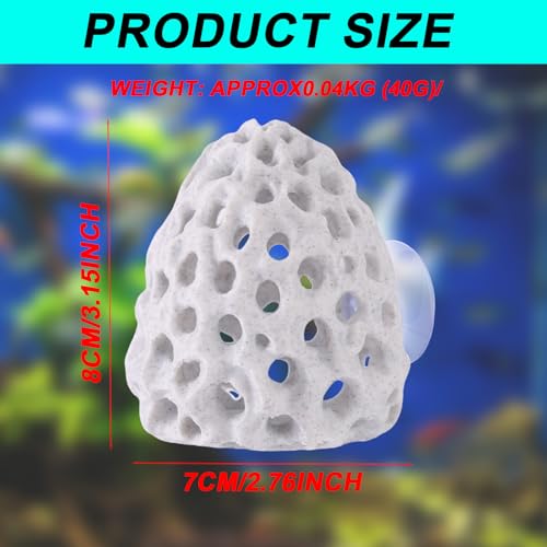 Shrimp Dome Hide, Plastic Porous Designed Aquarium Dome Hide Cave Shelter Hideout with Suction Cup Aquarium Decor Fish Tank Accessories for Small Fish Shrimp Guppy Hiding House Resting(White)