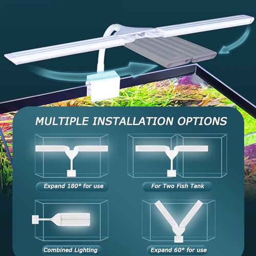 LED Aquarium Light Full Spectrum Clip Fish Tank Light Plants Light Double Swing Arm Light 4W Suitable for 2-10 Gal Fish Tank - size: 4W For 2-10 Gal Fish Tank