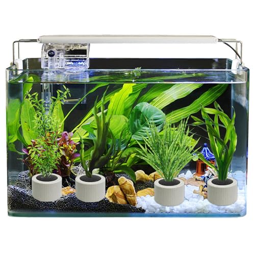 12 PCS Aquarium Plant Weight Ceramic Ring with Black Sponge, Aquarium Plant Weights Pot Anti Floating for Fish Tank Water Plant Landscape Decoration Accessories