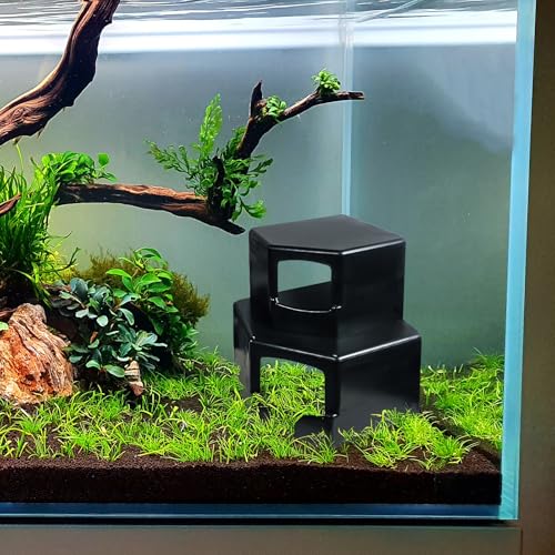 Aquarium Corner Cave Hide Axolotl Cichlid Cave Fish Tank Accessories, Corner Fish Aquarium Cave Hide with Viewing Window, Terrarium/Aquarium Underground Natural Cave - color: Corner Cave Black Large