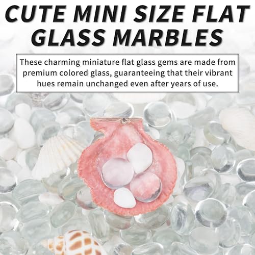 1 LB Clear Flat Glass Beads, 160-180PCS Small Glass Marbles, Mini Flat Round Pebbles for Vase Filler and Floral, Fish Tank Rocks Decorative Gemstones for Home and Aquarium Décor - color: Clear