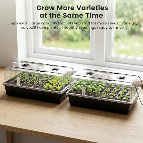 BAOSHISHAN Seed Starter Tray with Grow Light - 120 Cells Self-Watering | 24/7 LED Grow Light, 4'' Humidity Dome, Ideal for Herbs & Indoor Plants, Promotes Fast Germination, Durable Plastic Build