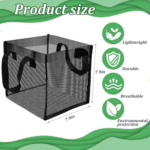 6PCS Mesh Aquatic Pond Plant Baskets, 2 Gallon Large Pond Planting Bags Reusable Aquatics Planter Pot Water Lily Growing Container with Handles for Lotus Bog Plant Garden Terrestrial Plants, 7.9" - color: Black-square, size: 7.9 x 7.9 x 7.9 inch 6PCS