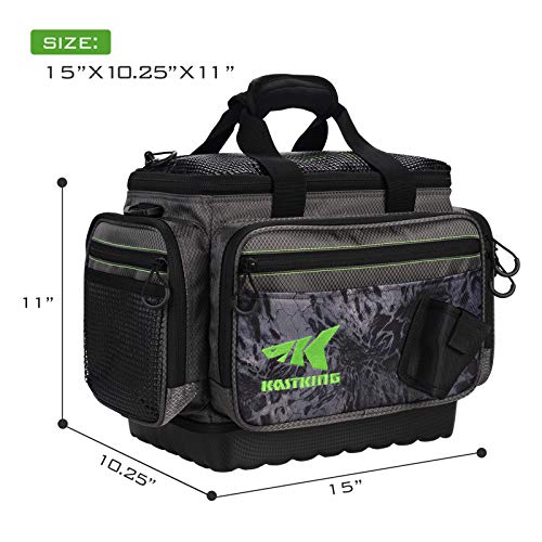KastKing Fishing Gear & Tackle Bags - Saltwater Resistant Fishing Bags - Fishing Tackle Storage Bags - color: A2: Medium-Hoss(Without Trays, 15"x11"x10.25")-Blackout