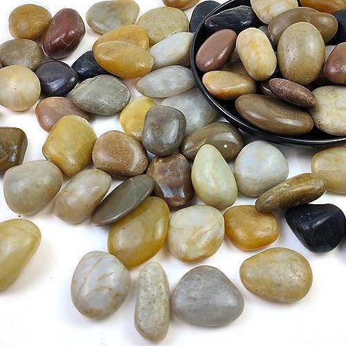 20LB High Polished Colorful River Rocks,1-2.2 Inch Mixed Colorful Pebbles for Garden Landscaping, Decorative Stones for Fish Tank, Vase Filling, Outdoor Decorative River Rocks - size: 20LB, style: Mixed Color