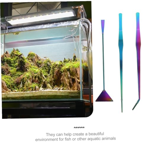 BESTonZON 3pcs Stainless Steel Aquascaping Tools Set Durable Tweezers and Spatula for Fish Tank Cleaning for Trimming Water Plants and Maintaining Aquarium Decorations
