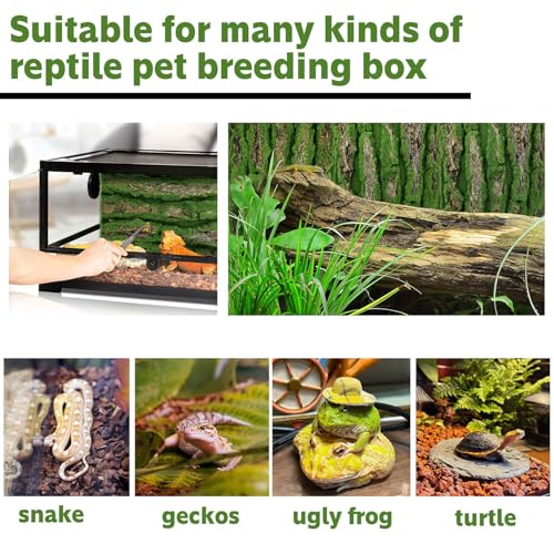 15.75x11.81in Reptile Terrarium Cork Background,Bearded Dragon Tank Bark Backdrop Wall Decor with Artificial Moss for Gecko Lizard Tortoise Frog Chameleon(1Pcs) - color: Green-15.7"*11.8"（1pcs）