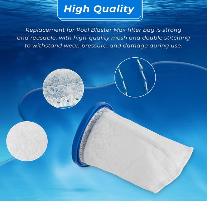 X-treme Multilayer Filter Bag,Sand & Silt Filter Bag, Compatible with Pool Blaster Max, Catfish Ultra, iVac 250, iVAC C2, Volt FX-4 and Jacuzzi JPV200 Handheld Pool Vacuums