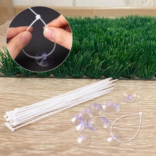 15 Pcs Aquarium Suction Cups with 30pcs Zip Ties, Suction Cup for Fish Tank Plants Binding Moss Shrimp Nest Landscape Fixation, Utility Sucker Pad Without Hooks for Kitchen Hanging Organization