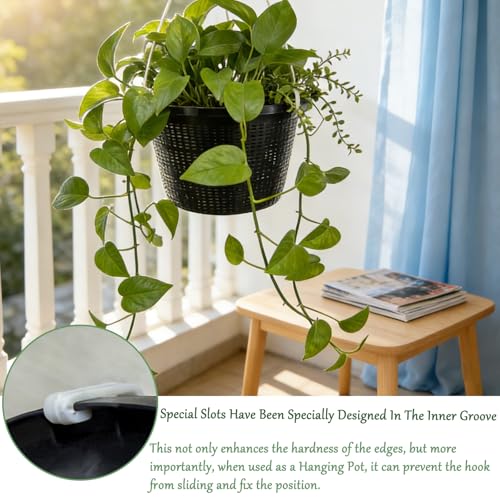 8.5-Inch Round Aquatic Plant Baskets - 6 Pack Durable Black Plastic Mesh Pond Containers for Live Aquarium Plants, Pond Planting & Hydroponic Pots