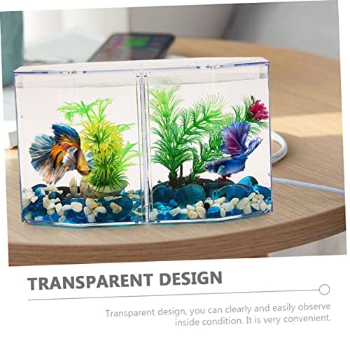 POPETPOP Transparent Betta Fish Isolation Box Professional Aquarium Breeding Tank for Fish Double Space Structure for Breeding and Isolation Home Aquariums