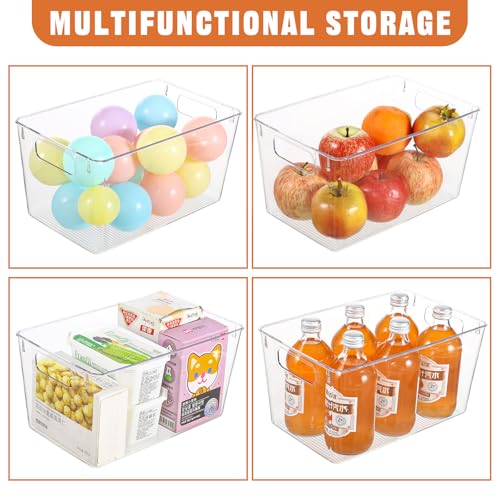 Freebat 12 Pack Large Clear Plastic Storage Bins,Plastic Containers with Handle for Pantry Organizer and Storage,Perfect for Kitchen,Fridge,Cabinet, Closet,Bathroom Under Sink Storage - color: Large 12Pack