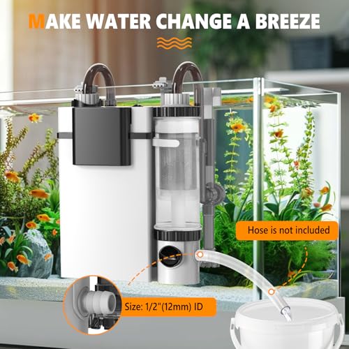 hygger Quiet Hang On Back Aquarium Filter 5-30 Gallon Small Fish Tank Canister Filter with Surface Skimmer Spray Bar 3 Floss Pads Bio Filter Media Adjustable Flow, Easy Water Change 132 GPH - size: For 5-30 Gallon