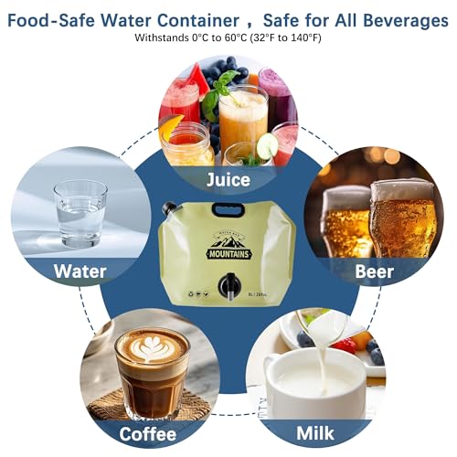 Water Jug Camping 2.1 Gallon Collapsible with Spigot, BPA Free Portable Water Pouch Foldable Water Bags for Outdoor Hiking, Travel and Emergency & Water Storage Containers (Beige-4Pcs) - color: Beige-4Pcs