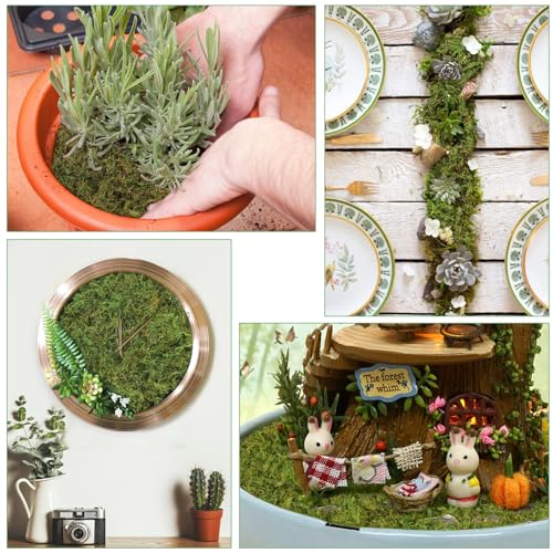 YUNVI 17.6 OZ Large Capacity Artificial Moss for Potted Plants,Natural Fake Moss Grass for Plants Indoor,Craft and Greenery Bulk for Hamsters(Fresh Green)