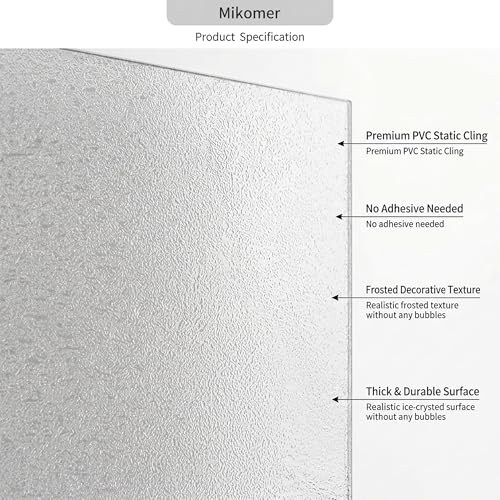 Privacy Window Film Decorative Water Glass Sliding Door Tint Static Cling Etched Crystal Cover No Glue Removable Anti UV Heat Control Decal Contact Paper for Home Office,23.6x118in. - color: Crystal, size: 23.6''x118''