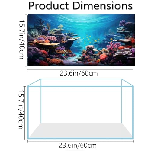 Aquarium Background Poster, Fish Tank Background Sticker, 3D Corals Vibrant Underwater Scenery for Stunning Aquarium Decorations 10 20 Gallon Tank (15.7" x 23.6" in) - size: 15.7" x 23.6" In