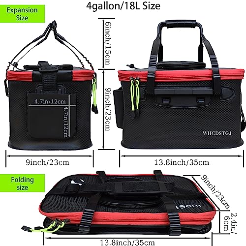 Fishing Bucket, Multifunctional Foldable Portable Fishing Bucket, EVA Fish Bucket are Suitable for Storing Live Fish and Fresh Fish Bait. (size3gallon) - color: Black, size: size3gallon