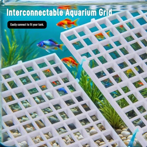 Adjustable Plastic Grid Panel for Fish Tank Divider, 11.8 x 11.8 Inch, 8 Pcs - Interlocking Design for Aquarium Separation, Reptile Basking and Plant Support(White) - color: White