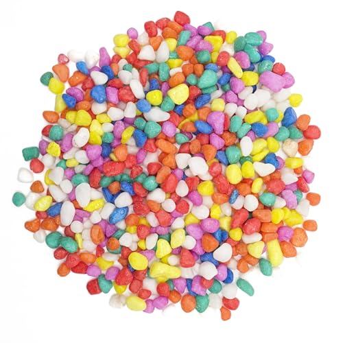 Mixed Color Pebbles for Crafts, 0.9 Pound Natural Polished Aquarium Gravel, Decorative Pebbles for Indoor Plants, Turtle Tank, Vase, Succulents Cactus, Garden Landscaping - color: Mixed Color