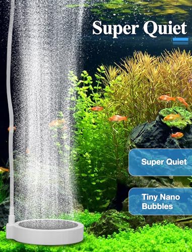 2-Inch Aquarium Air Stone Kit - Weighted Nano Bubble Disc Diffuser for 10-30 Gallon Fish Tank, Ultra-Quiet Aerator with Check Valve & Tubing for Betta, Shrimp, Hydroponics - color: 2 Inch for 2 to 30 Gallon Tanks