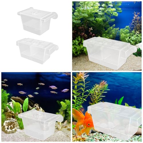 Multipurpose Fish Isolation Tanks with Strong Suction Cup for Aggressive Injured Pregnant and Fry Protections 2PCS Aquarium Isolation Divider - color: Late single room