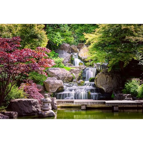 Waterfall Aquarium Background Kyoto Garden Style Terrarium Background Forest Huge Rocks Fish Tank Background Falls Stream River Aquarium Backdrop Waterfall Reptile Habitat Background 24x16in - color: Purple Green, size: 24(W)x16(H)in