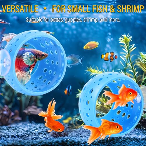 Ejoyous Aquarium Fish Hideout, Plastic Fishtank Tunnel Cave with Powerful Suction Cups, Easy Cleaning Fishtank Tunnel Ornament for Small Fish Shrimp Guppies Freshwater Saltwater (2PCS)