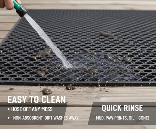 PVC Drainage Floor Mat Non-Slip Commercial Wet Area Mat for Outdoor and Indoor Restaurant Kitchen Bar Swimming Pool Splash Matting Water Drain Flooring Mat,Black, 3FTX10FT - color: Black, size: 3x10FT