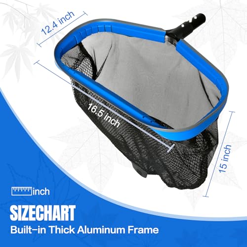 joyhalo Pool Skimmer Net with Pole,Upgraded Extra Wide Scoop Edge, Swimming Leaf Rake with 2.5FT-10FT Adjustable Aluminum Pole for Cleaning Leaves, Debris - color: Gray