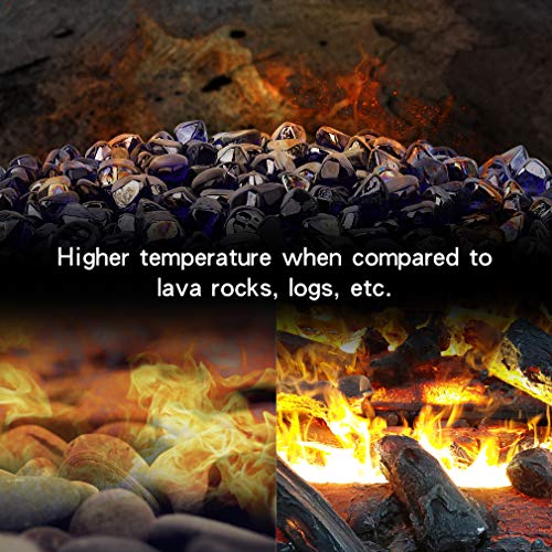 Stanbroil 10-Pound Fire Glass Diamonds - 1/2 inch Luster Fire Glass for Fireplace Fire Pit and Landscaping, Royal Cobalt Blue Luster - color: Royal Cobalt Blue Luster