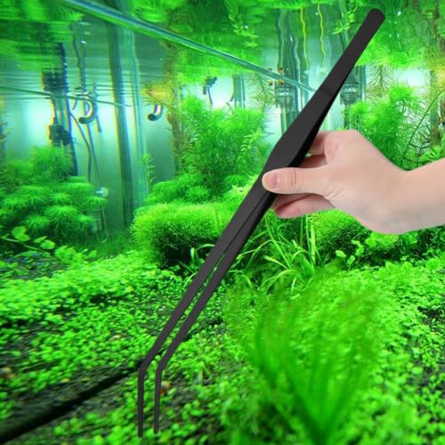 Aquatic Tweezers Set 27cm Steel Straight & Curved for Aquarium Planting and Reptiles Feeding Tool Aquascaping Plant Tweezers
