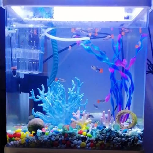 Artificial Aquarium Plants, Green Plastic Fish Tank Decorations, 12 Inch Tall Water Plants with Stable Base, 10 Pack, Safe for Fish (Purple) - color: Purple