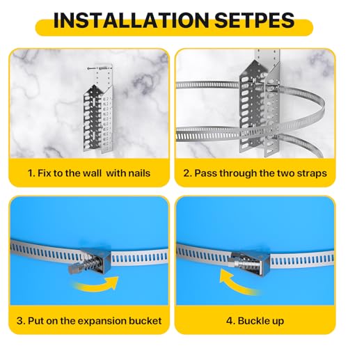 ZhouDaShu Expansion Tank Mounting Bracket for Hot Water Heater,Thermal Expansion Tank Holder with 2 Earthquake Straps,Support 5-Gallon Hot Water Tanks up to 13 inches in Diameter-1 Set - color: 1 Sets