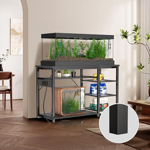 40-50 Gallon Fish Tank Stand: Heavy Duty Aquarium Stand with Power Outlets and Cabinet for Fish Tank Accessories Storage - Metal Frame, 1000LBS Capacity, Suitable for Fish & Reptile Terrariums