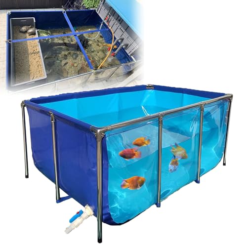 Flexible PVC Canvas Fish Tank Liner with Steel e - Backyard Pool Pond for Fish & tic Pets, Easy Assembly, Built-in Viewing Window - color: 50x40x30cm