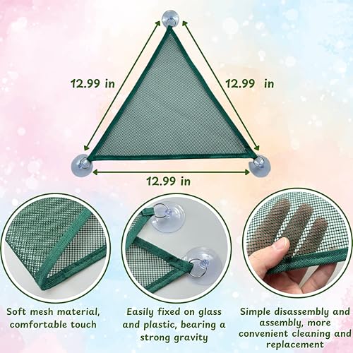 Axolotl Hammock with Feeder Dish – Mesh Resting Spot for Aquariums, Suction-Cup Mount, Easy-Clean Tank Accessories & Decor for Axolotl Habitats (Green, S) - color: Green