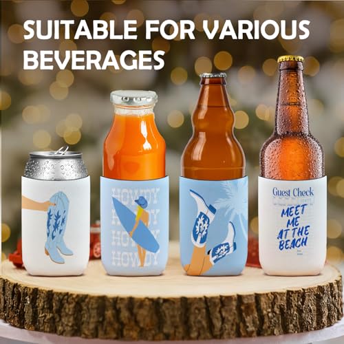 4 Pack Western Coastal Cowgirl Reusable Neoprene Insulator Cup Sleeve for Cold and Hot Drinks, Blue Western Preppy Beach Coastal Cowgirl Can Drink Sleeves Cooler Sleeves Gifts for Women - color: Coast Cowgirl（Blue)-cup